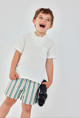 Conjunto Bermuda Rayas Camisa Manga Corta Boboli modelo