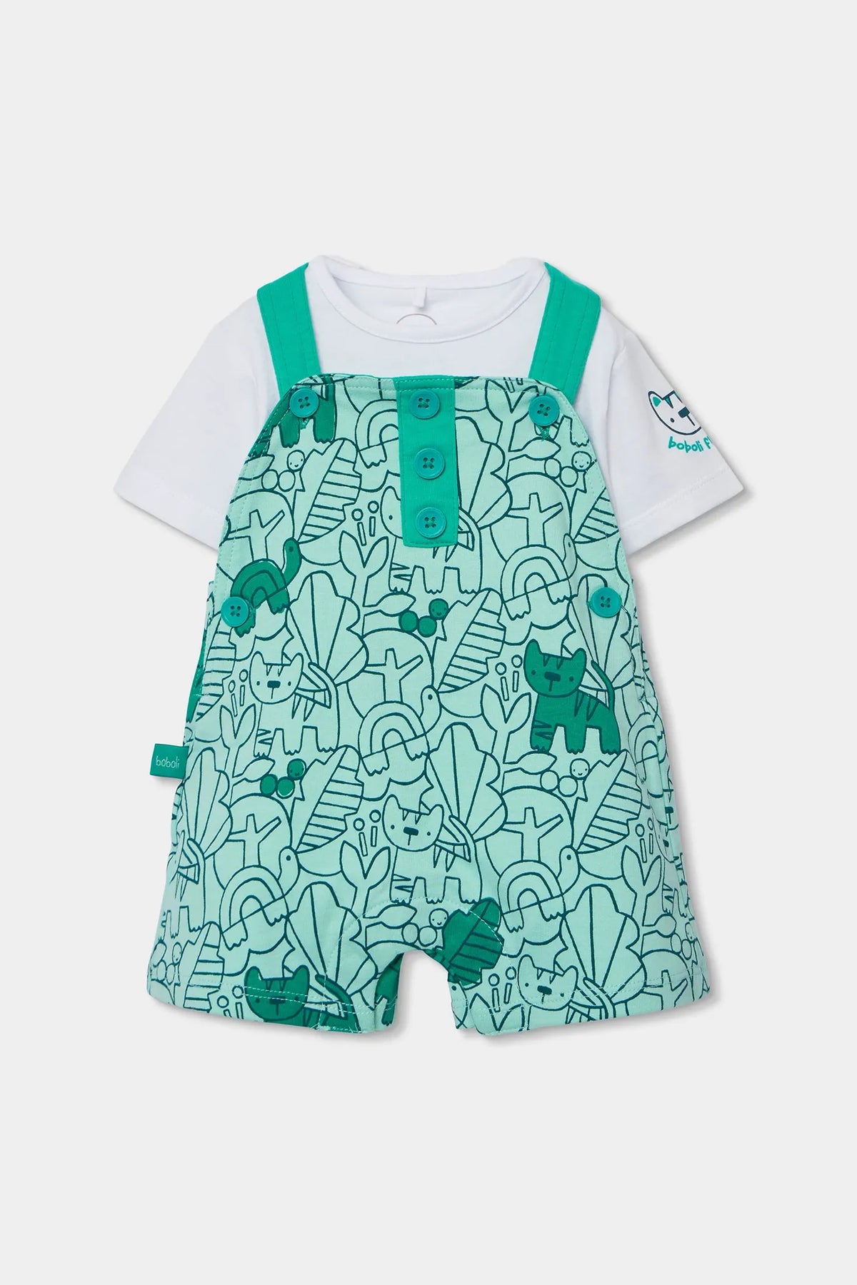 Conjunto Overol Estampado Animales Verde Boboli