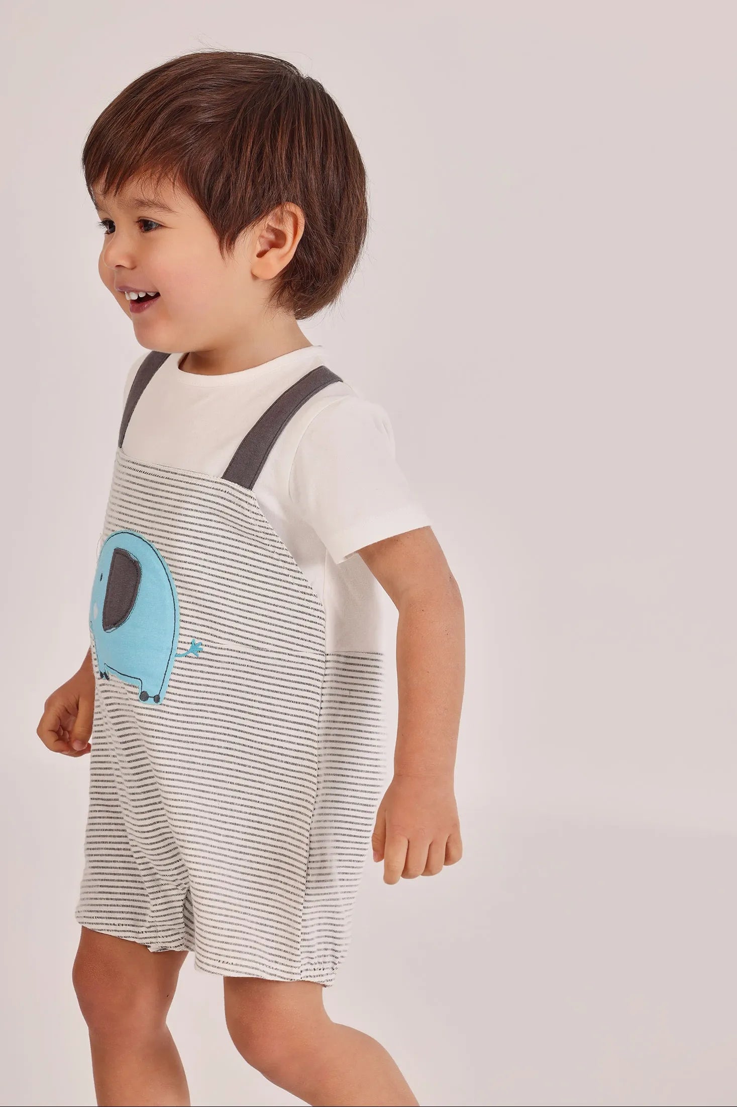 Pelele Combinado Rayas Elefante Gris Boboli NIÑO