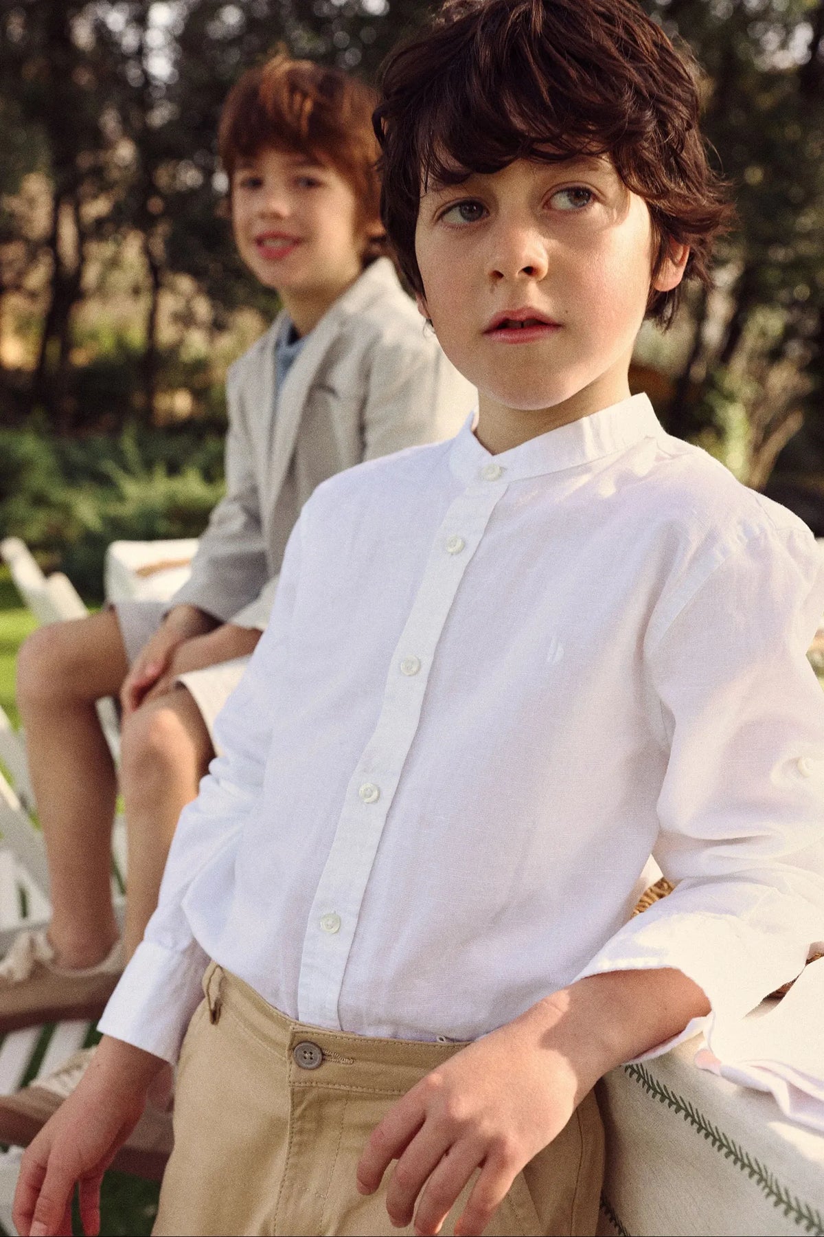 Camisa Clásica Manga Larga Blanco Boboli modelo