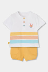 Conjunto Bermuda Rayas Cangrejo Amarillo Boboli 