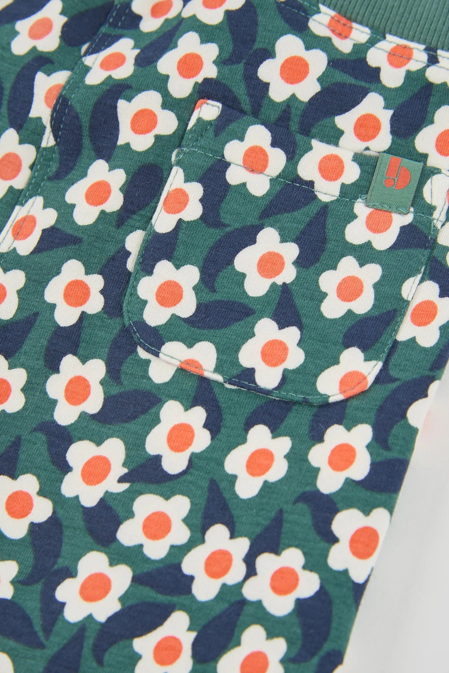 Pantalon Felpa Estampado Flores Verde Boboli Detalle