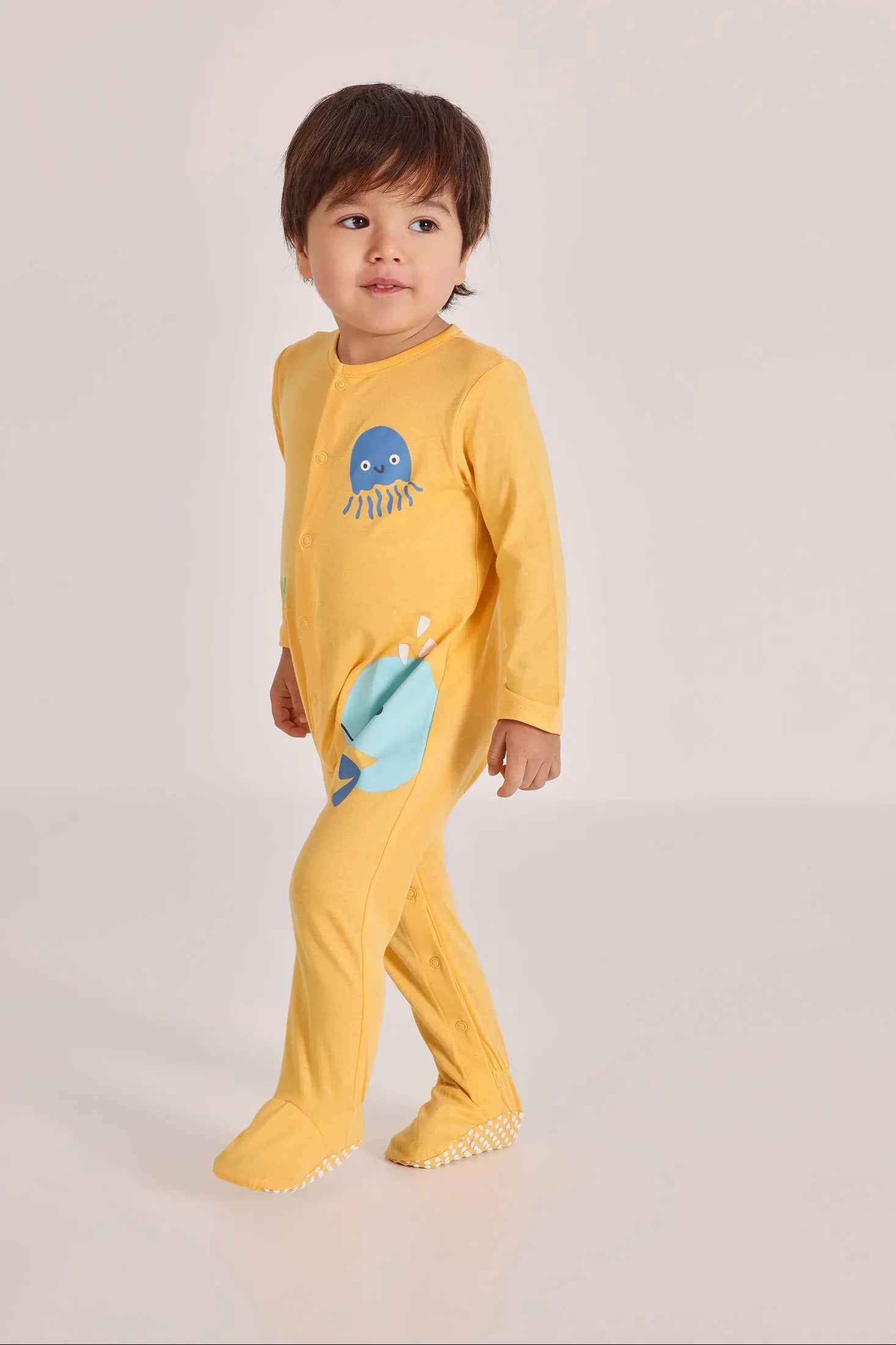 Pijama Enteriza Animales del Mar Amarillo Boboli niño