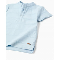 Camiseta Cuello Mao Rayas Azul Zippy