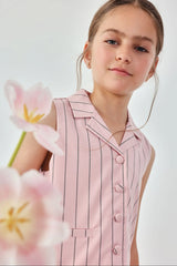 Conjunto Short Chaleco Rayas Rosa Boboli modelo