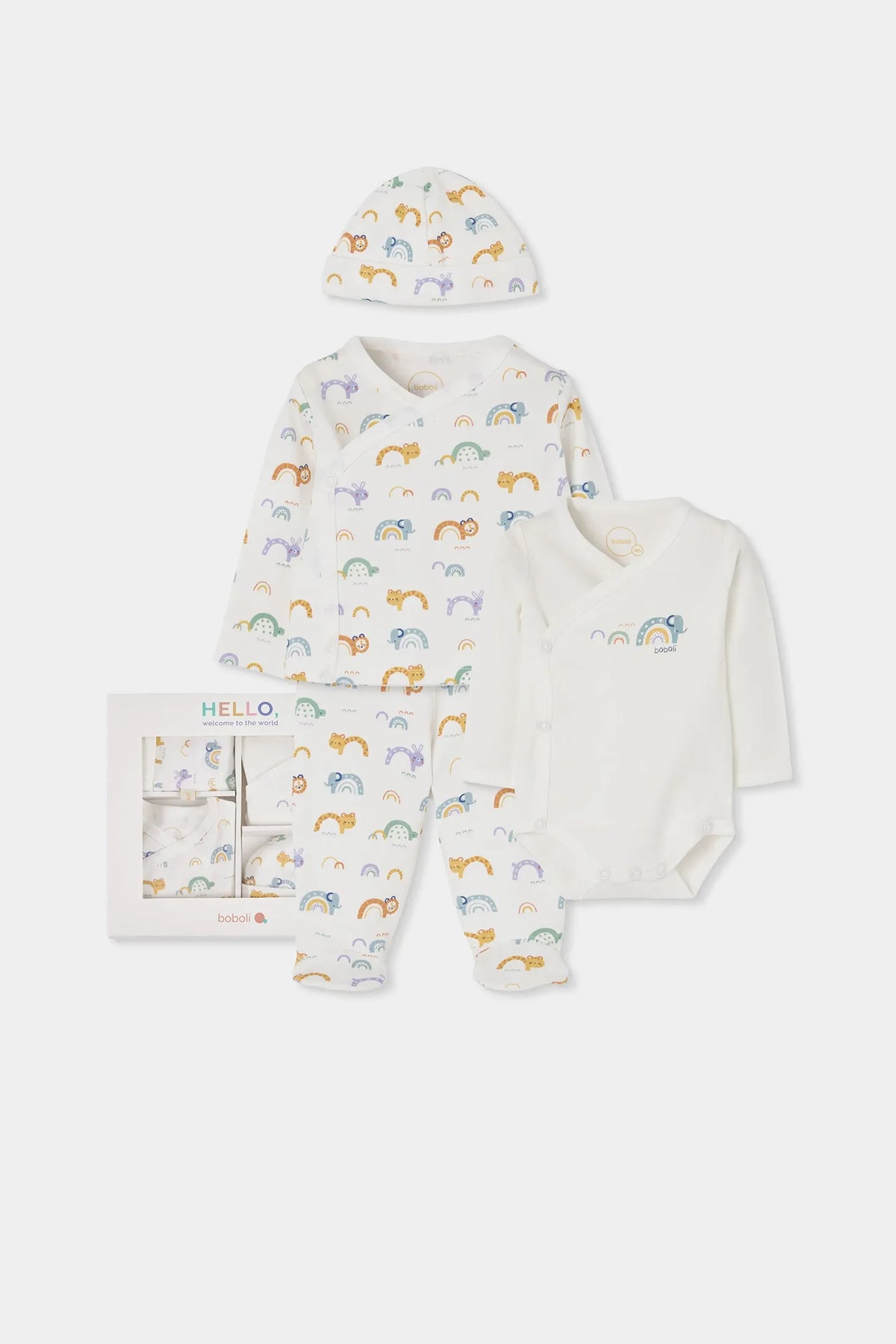Set Primer Día Animales Colores Unisex Boboli
