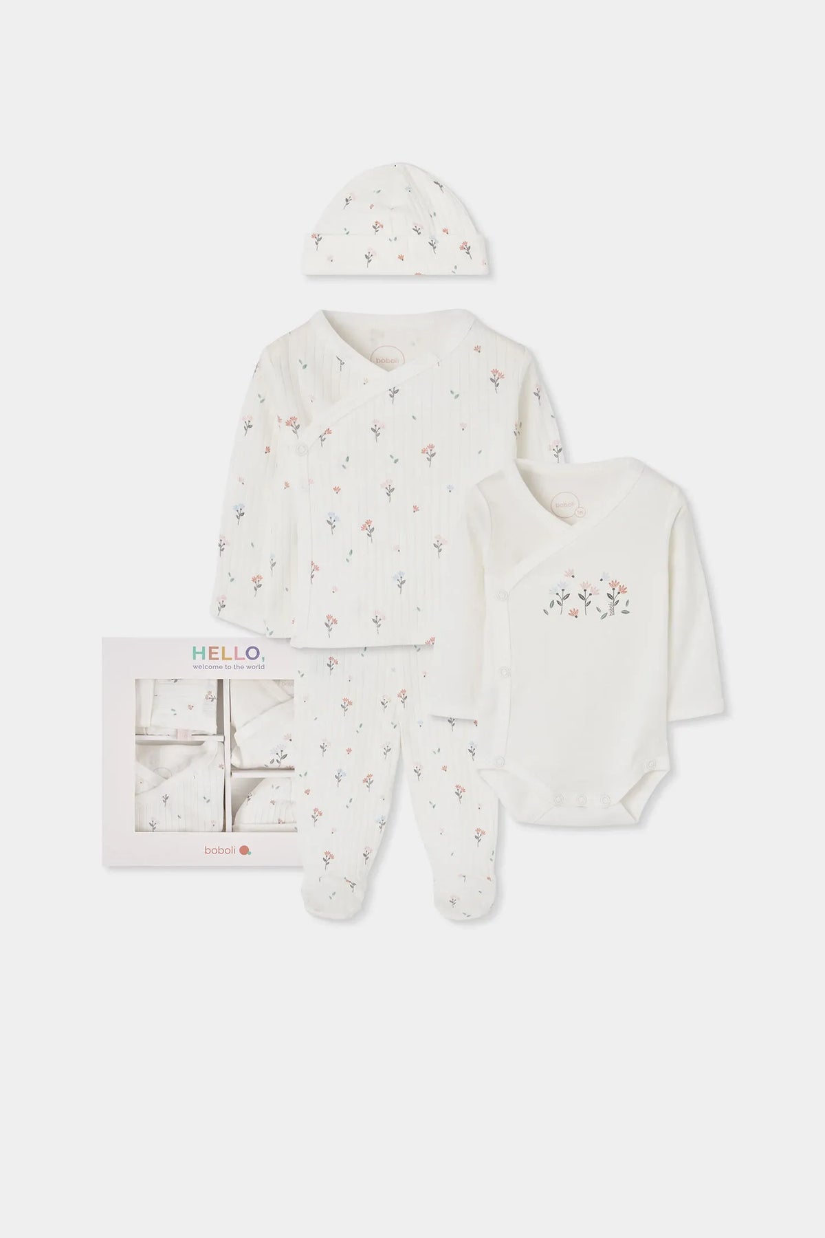 Set Primer Día Estampado Flores Blanco Boboli
