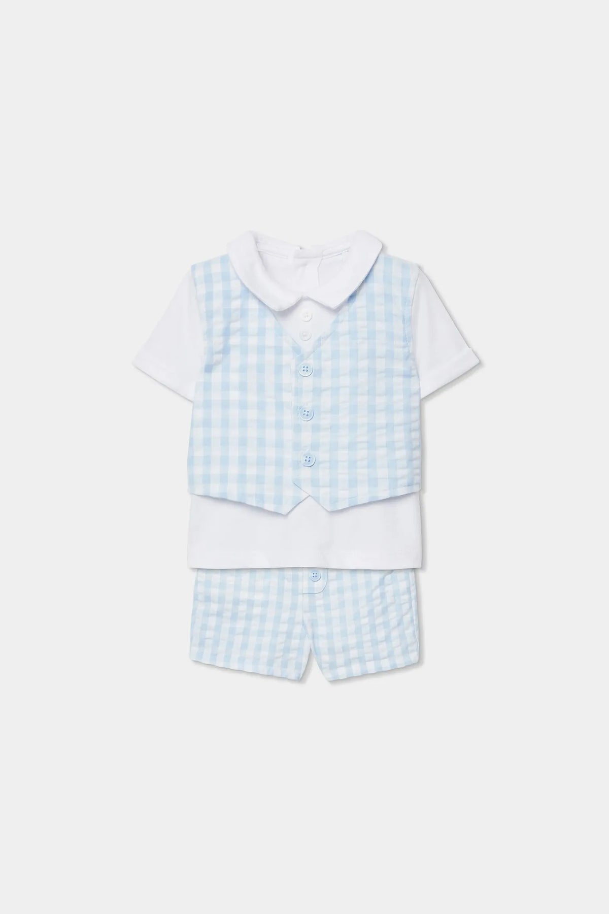 Conjunto Bermuda Cuadros Azul Boboli