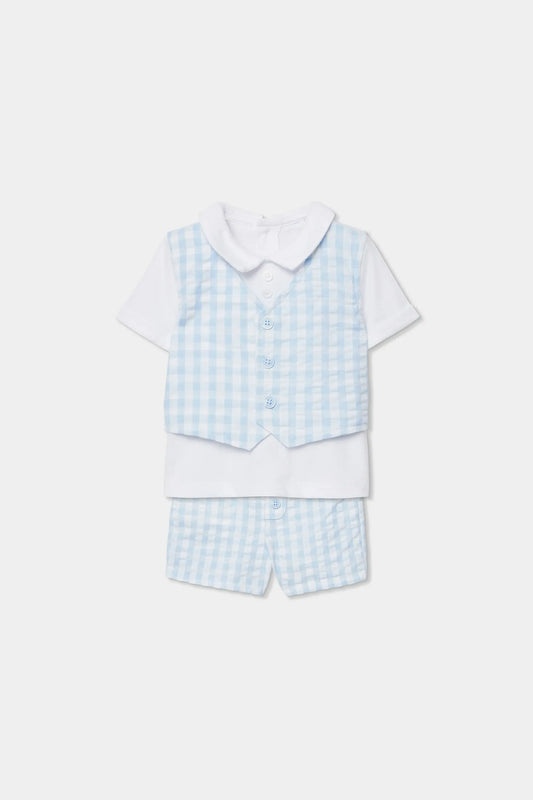 Conjunto Bermuda Cuadros Azul Boboli