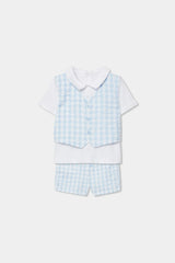 Conjunto Bermuda Cuadros Azul Boboli