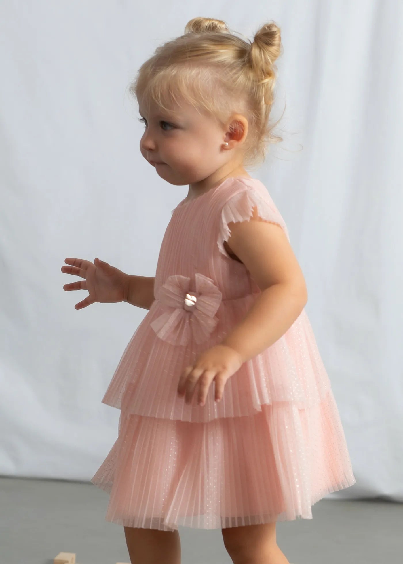 Vestido Tul Plisado Brillos Rosa Mayoral niña
