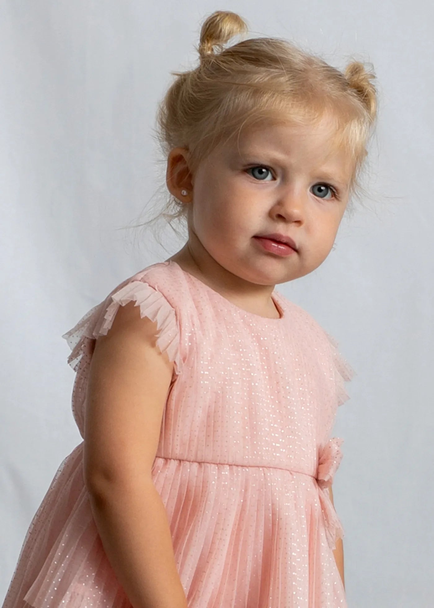 Vestido Tul Plisado Brillos Rosa Mayoral estilo