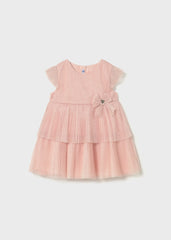 Vestido Tul Plisado Brillos Rosa Mayoral