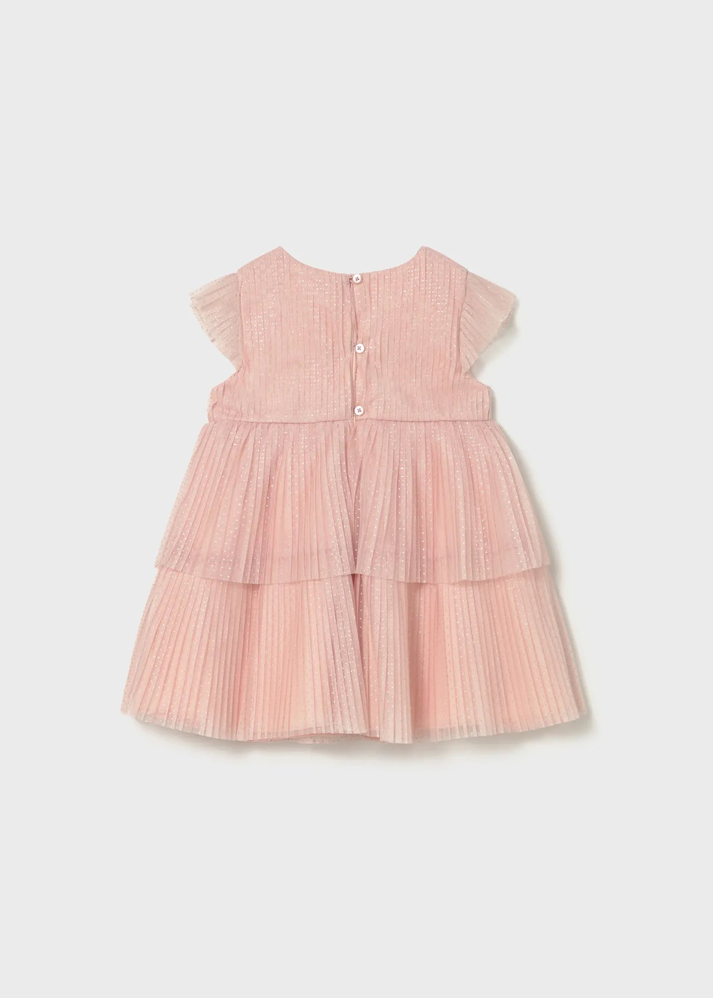 Vestido Tul Plisado Brillos Rosa Mayoral botones