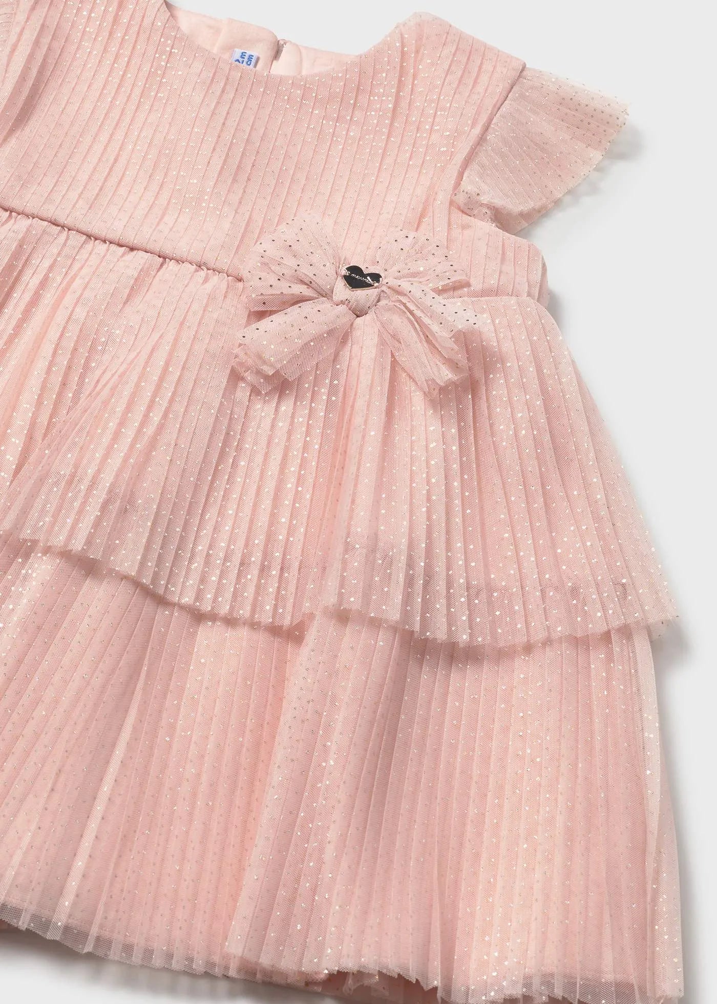 Vestido Tul Plisado Brillos Rosa Mayoral detalle