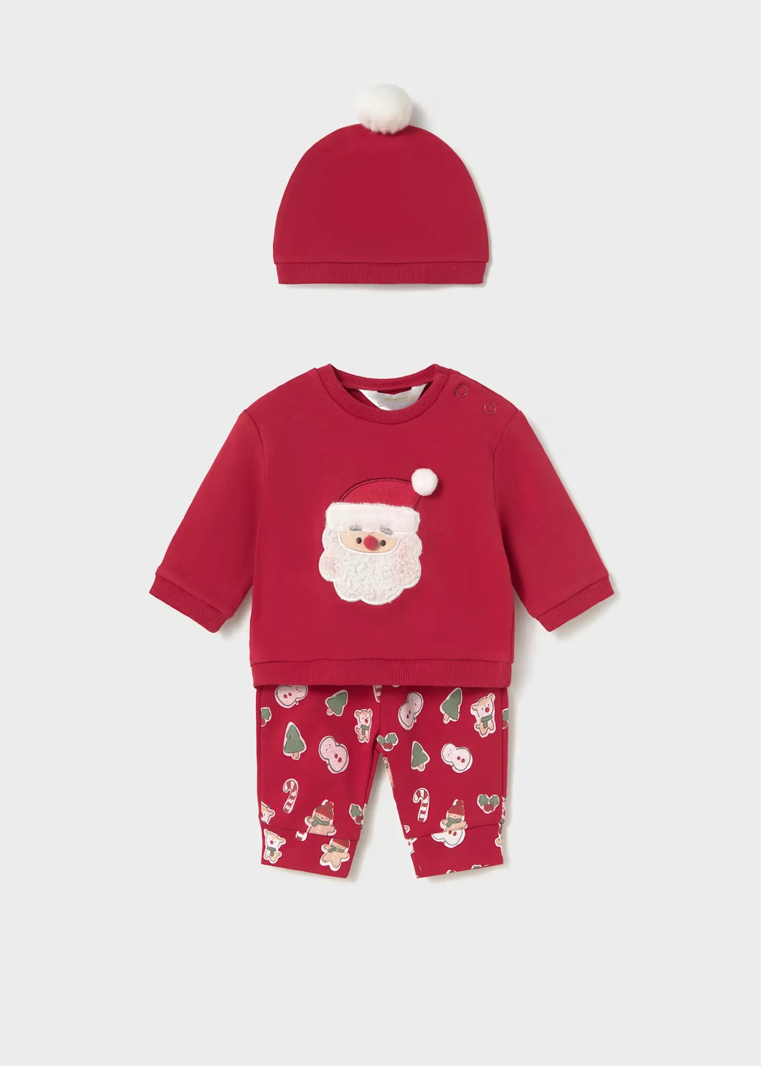 Conjunto 3 Piezas Bordado Papá Noel Rojo 