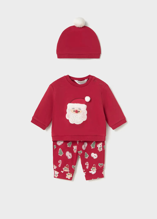 Conjunto 3 Piezas Bordado Papá Noel Rojo 