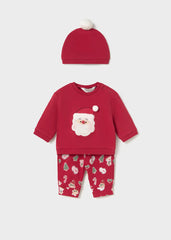Conjunto 3 Piezas Bordado Papá Noel Rojo 