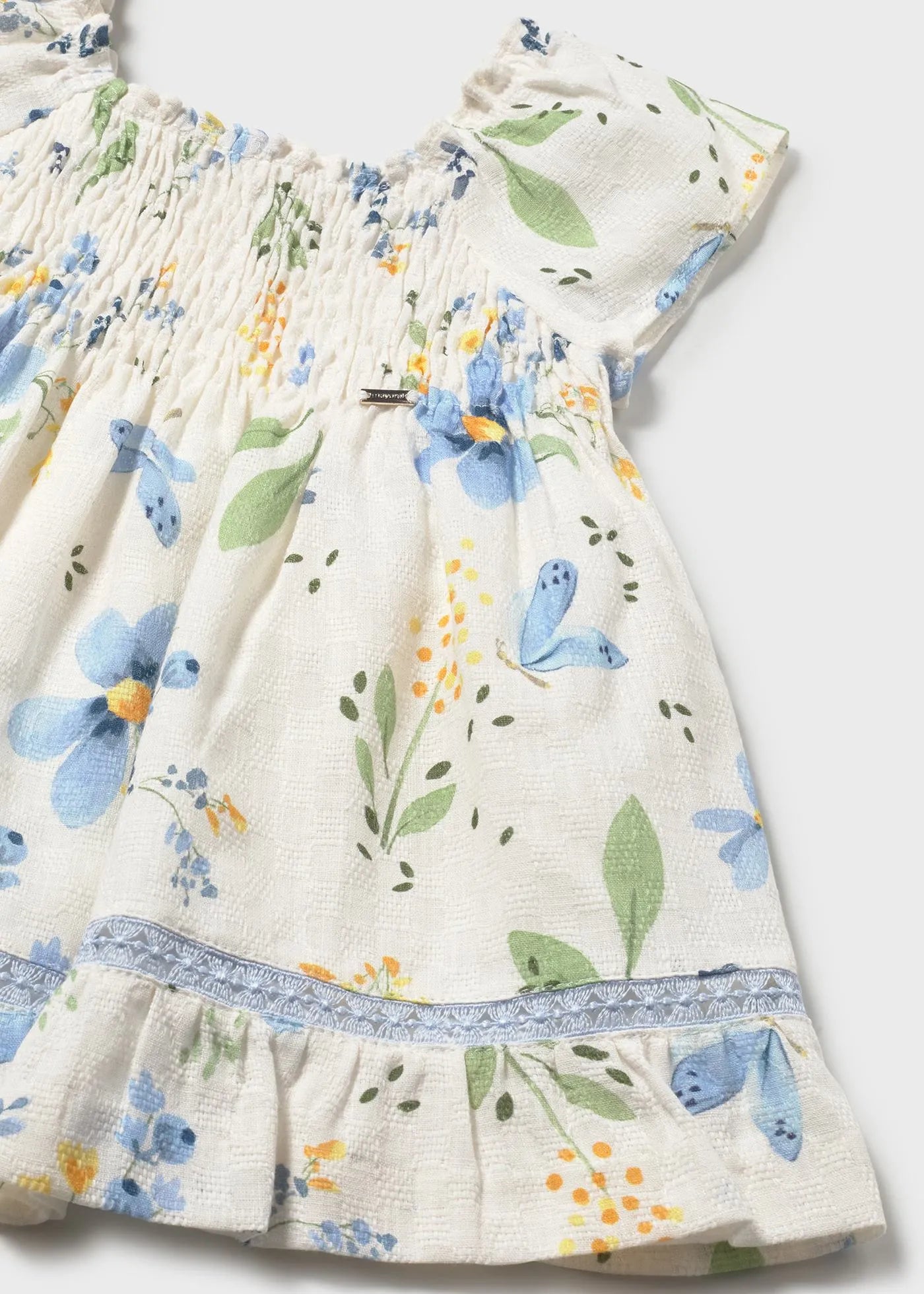 Vestido Pecho Resortado Florar Azul Mayoral detalle