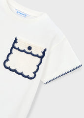 Blusa Bolsillo Detalle Tejido Blanco