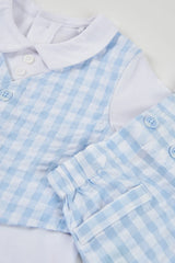 Conjunto Bermuda Cuadros Azul Boboli detalle