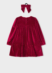 Vestido Terciopelo Brillo Con Moña Rojo Mayoral Moda