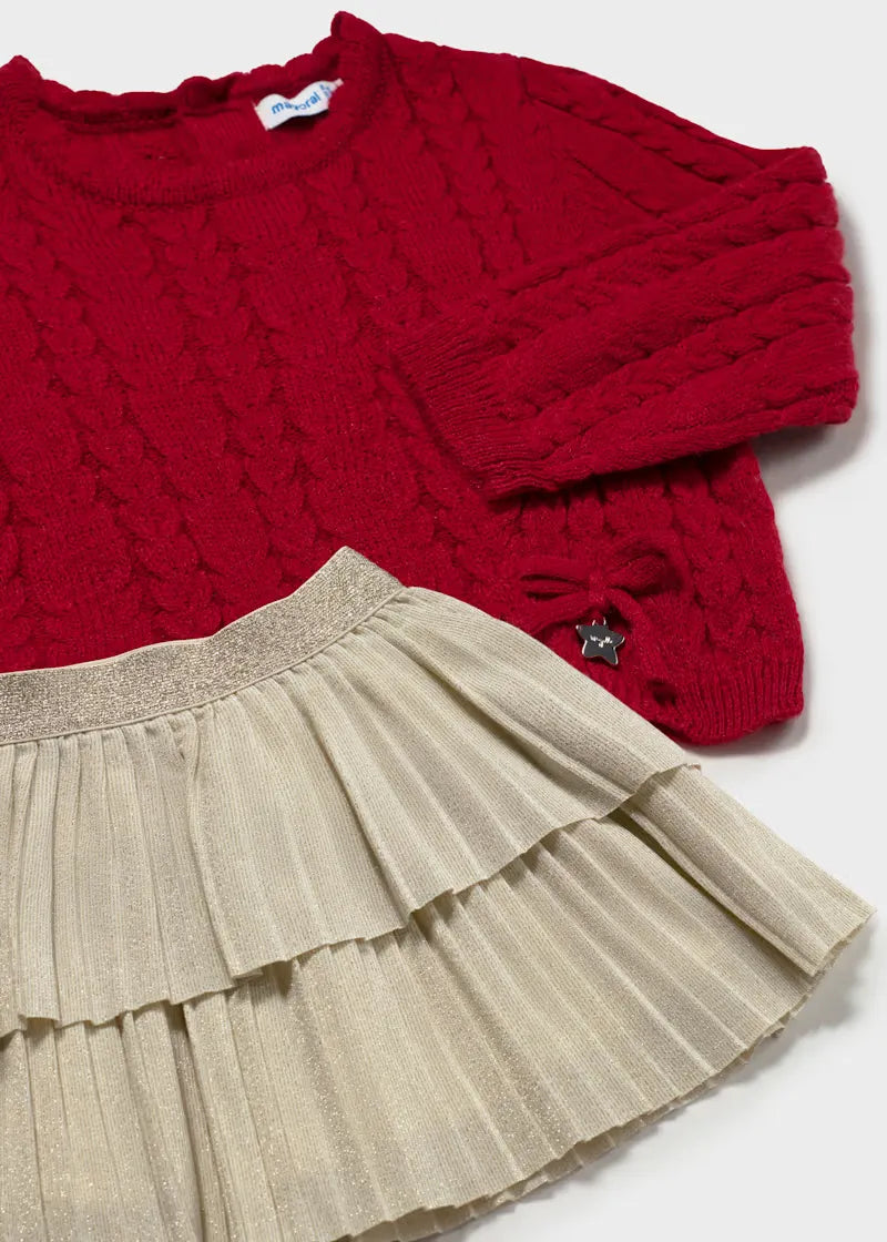 Conjunto Falda Volantes Brillo Rojo Mayoral Detalle