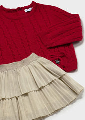 Conjunto Falda Volantes Brillo Rojo Mayoral Detalle