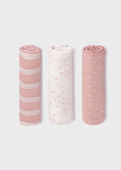 Set 3 Muselinas Gasa Rosa Estampado Mayoral