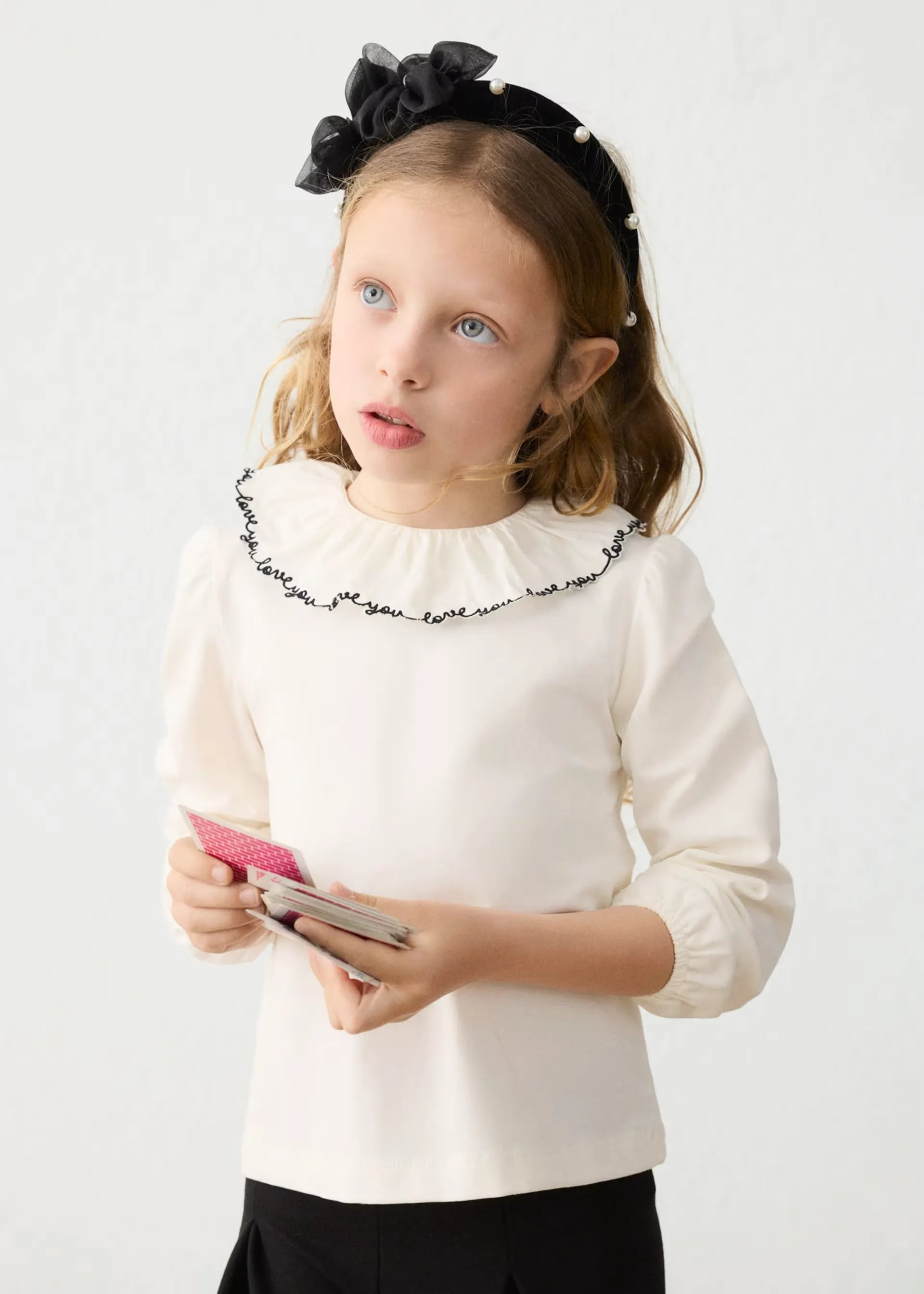 Blusa Manga Larga Detalle Cuello Negro Mayoral