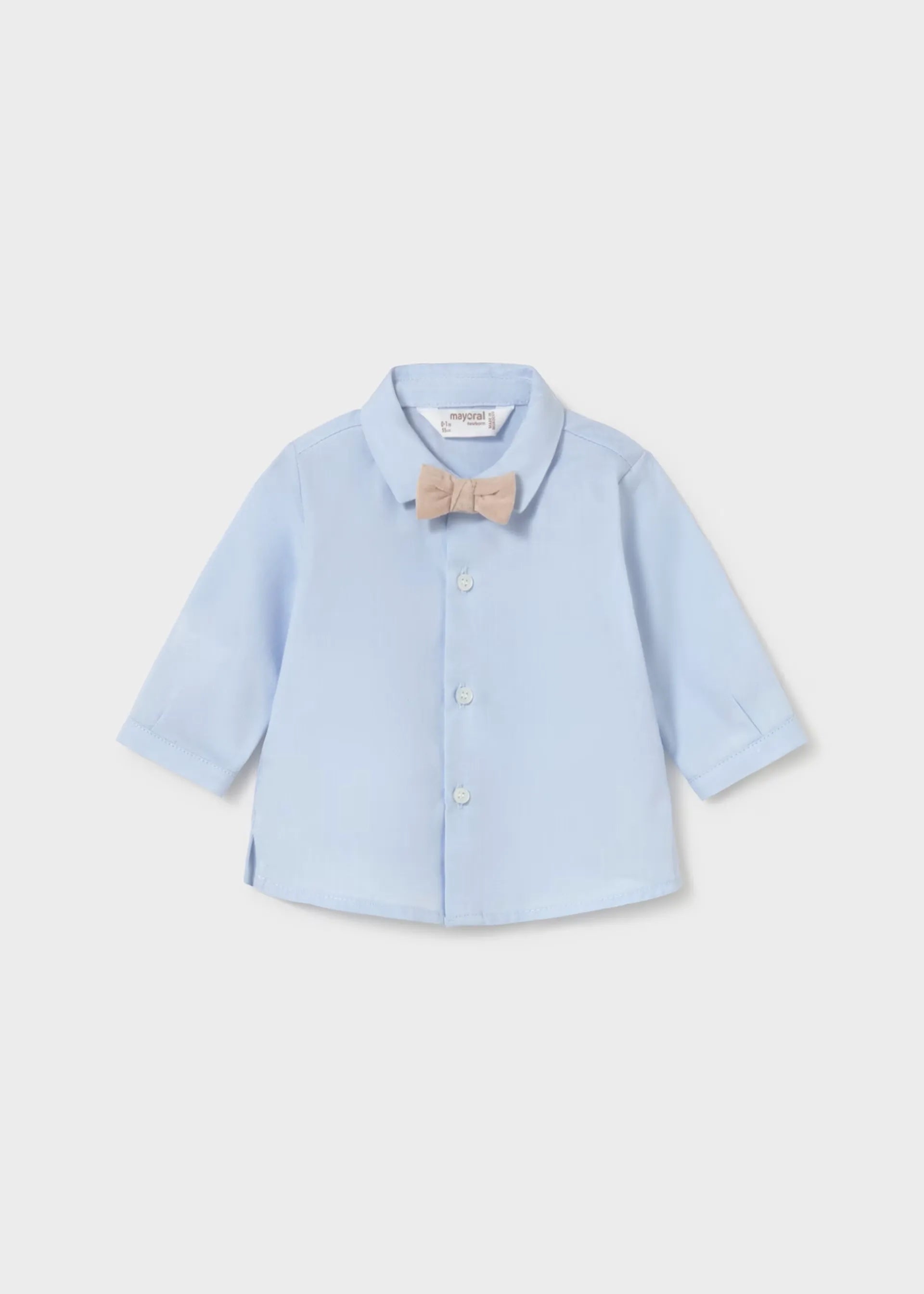 Camisa Manga Larga Corbatín Azul Celeste Mayoral