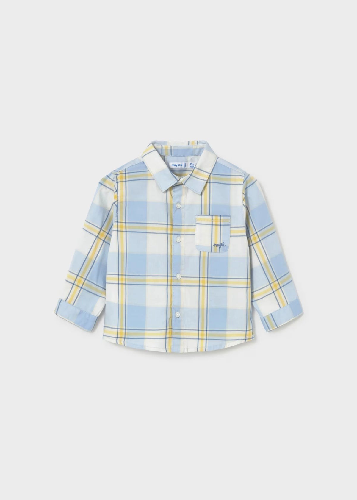 Camisa Manga Larga Cuadros Lluvia Combinada Azul Mayoral