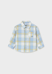 Camisa Manga Larga Cuadros Lluvia Combinada Azul Mayoral