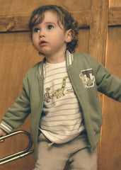 Camiseta Manga Larga Dino Bordado Lineas Beige Mayoral Modelo