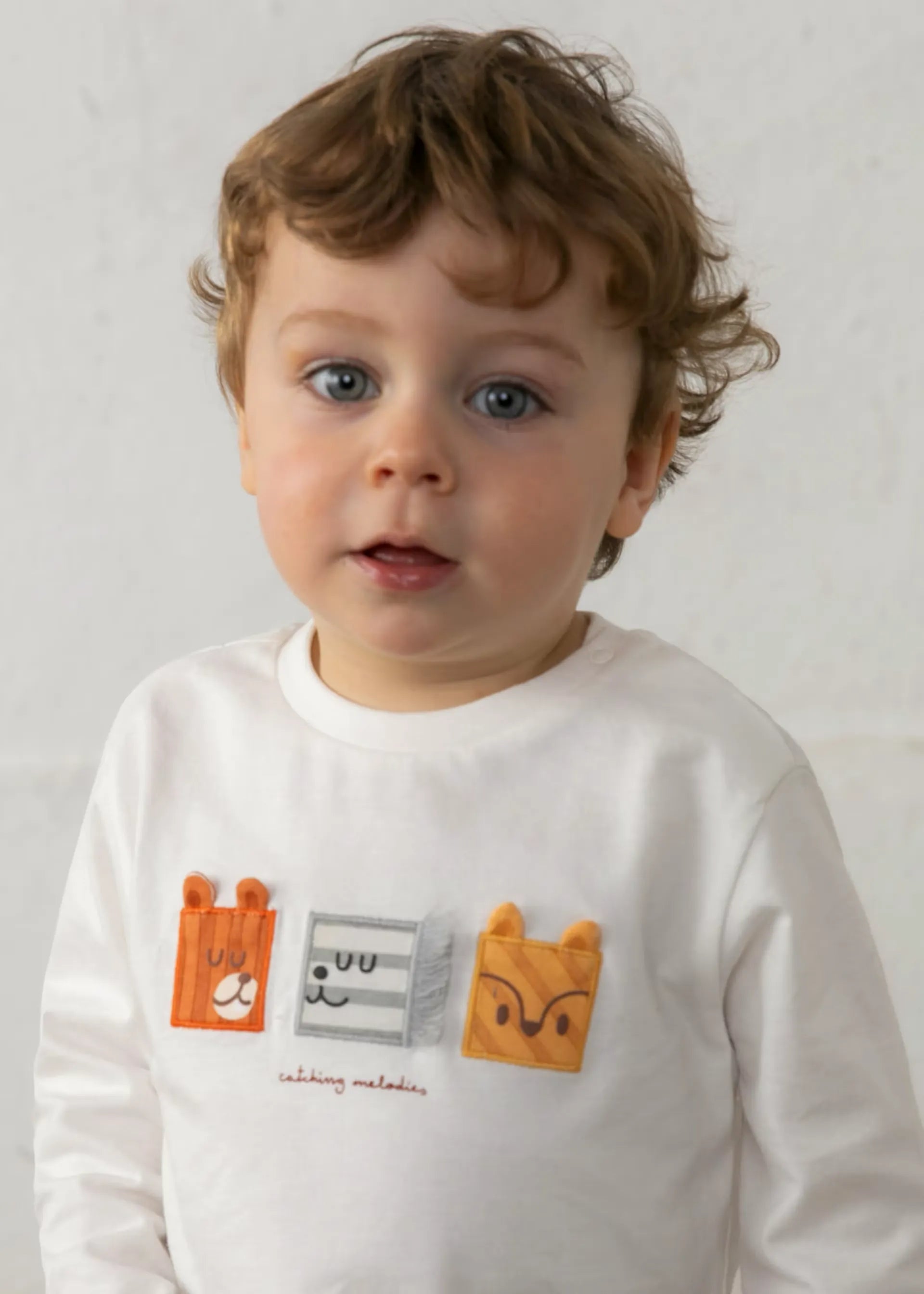 Camiseta Manga Larga Cuadros Animales Blanco Mayoral Modelo