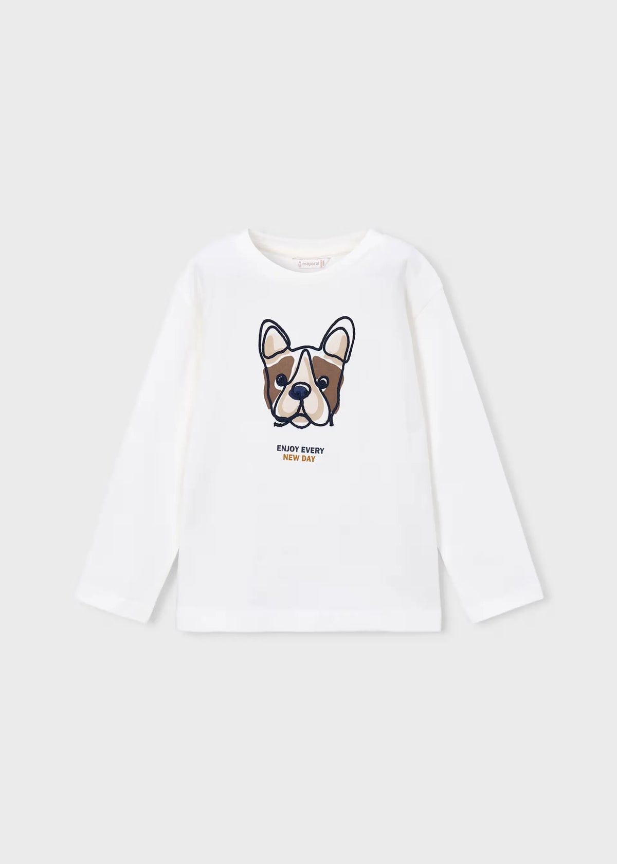 Camiseta Manga Larga Bordado Cara Dog Blanco Mayoral