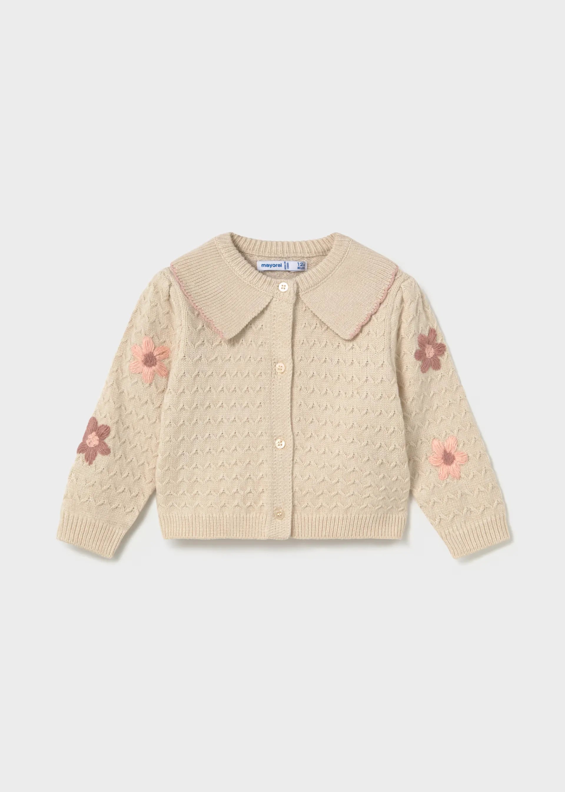 Saco Tejido Flores Rosa Beige Mayoral