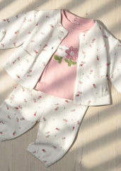 Conjunto 3 Piezas Manga Larga Estampado Flores Rosa Mayoral Detalle