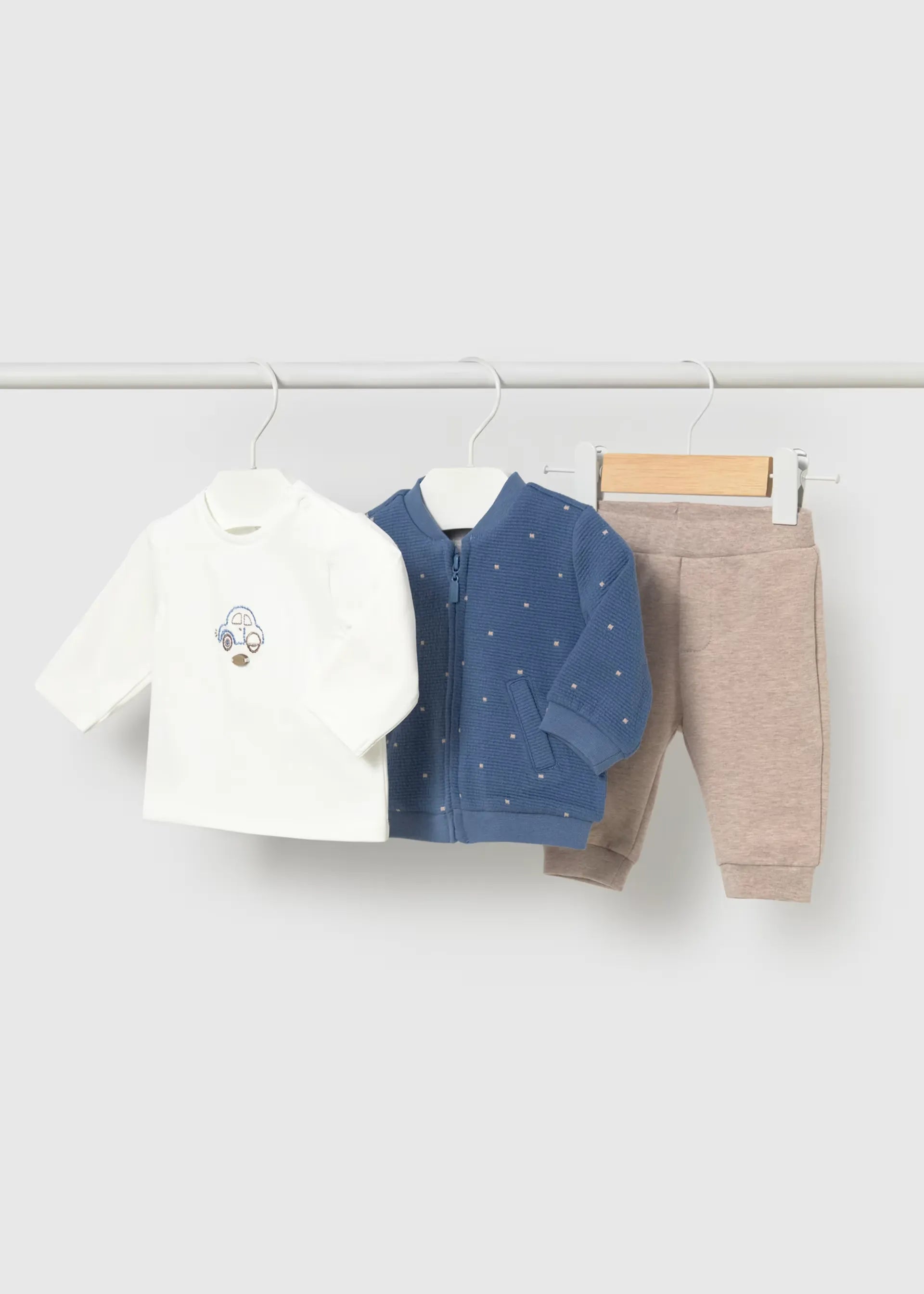 Conjunto 3 Piezas Tricot Carro Azul Mayoral