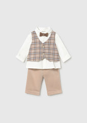 Conjunto Estilo Chaleco Cuadros Café Mayoral