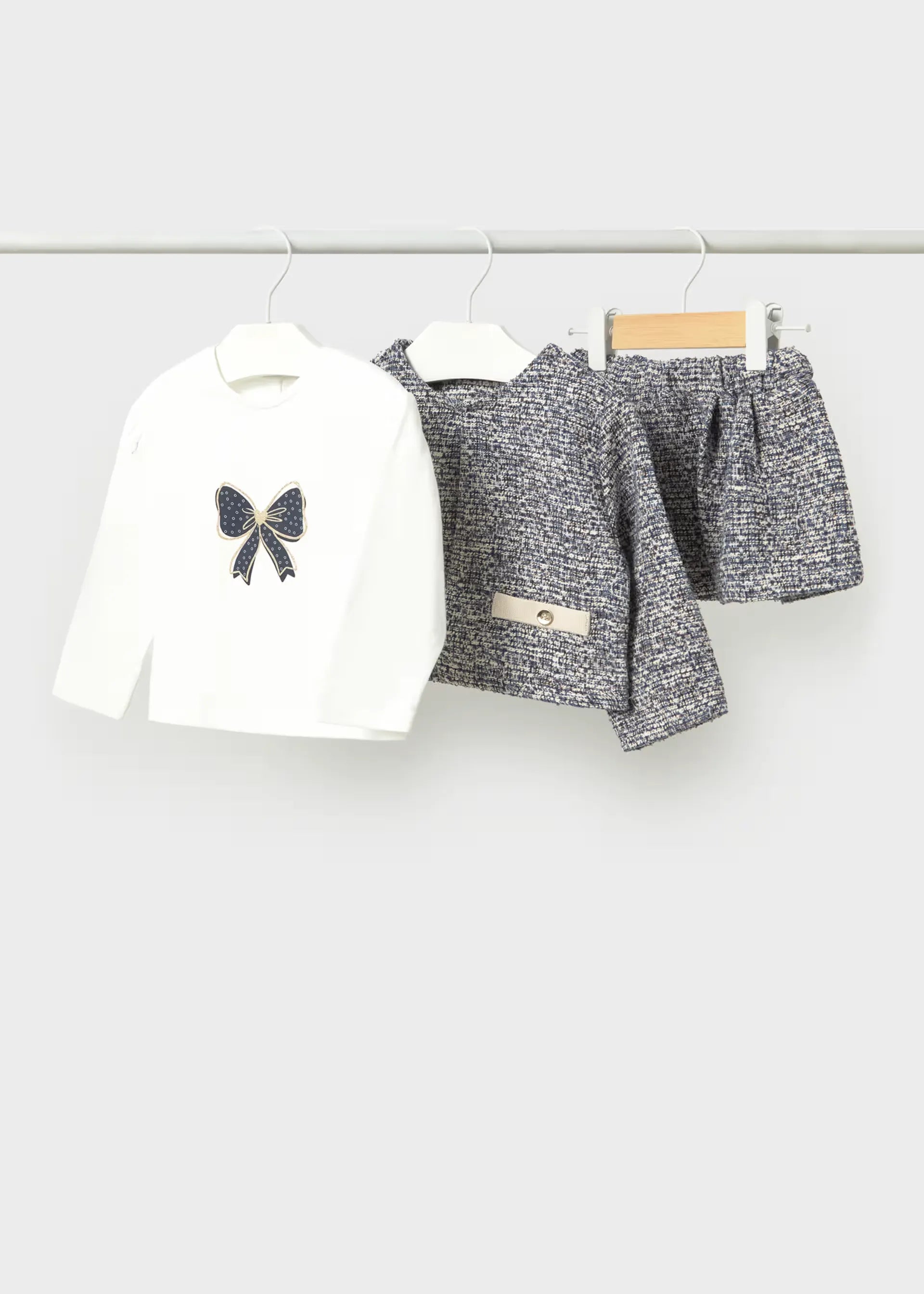 Conjunto 3 Piezas Falda Tejido Azul