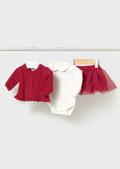 Conjunto 3 Piezas Falda Tul Brillo Rojo Mayoral