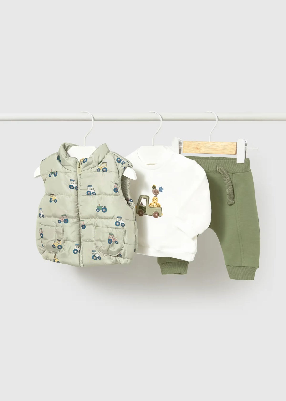 Conjunto 3 Piezas Chaleco Tractores Verde Mayoral
