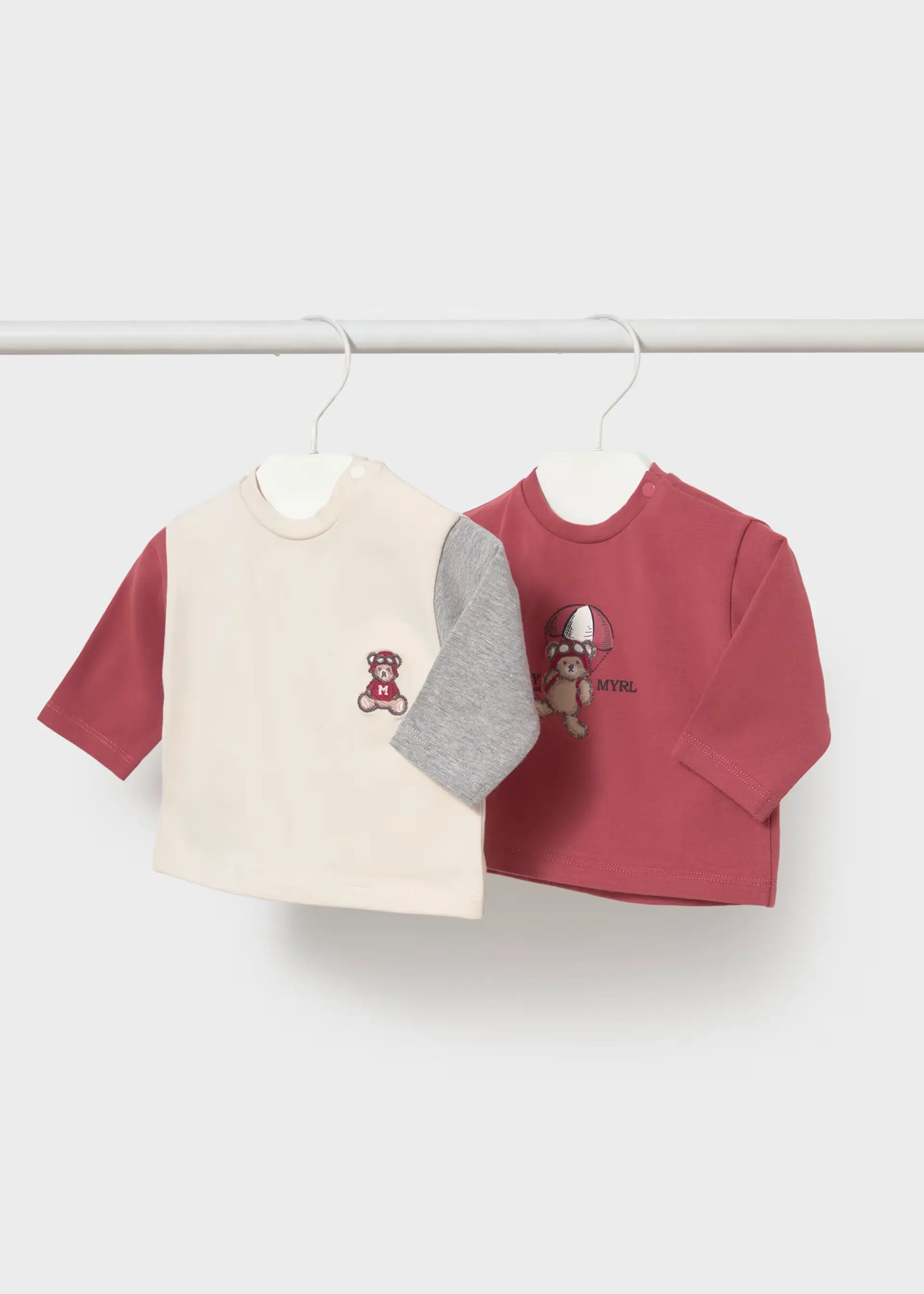 Set 2 Camisetas Manga Larga Oso Ciruela