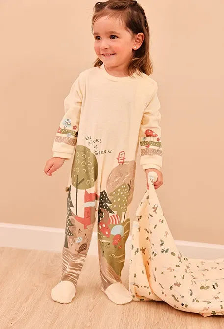 Pijama Enteriza Bosque Verde Beige Boboli