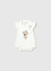 Pelele Estampado Oso con Babero Blanco Mayoral