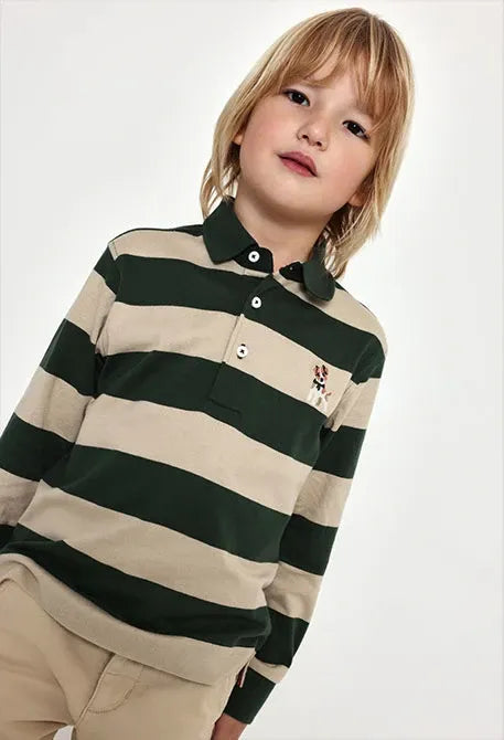 Polo Manga Larga Rayas Dog Verde Boboli modelo