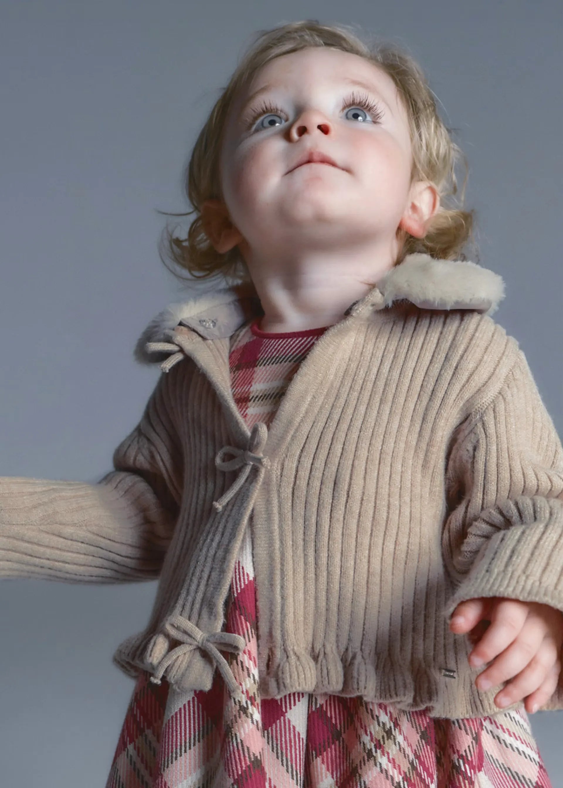 Saco Tejido Cuello Peluche Café Mayoral