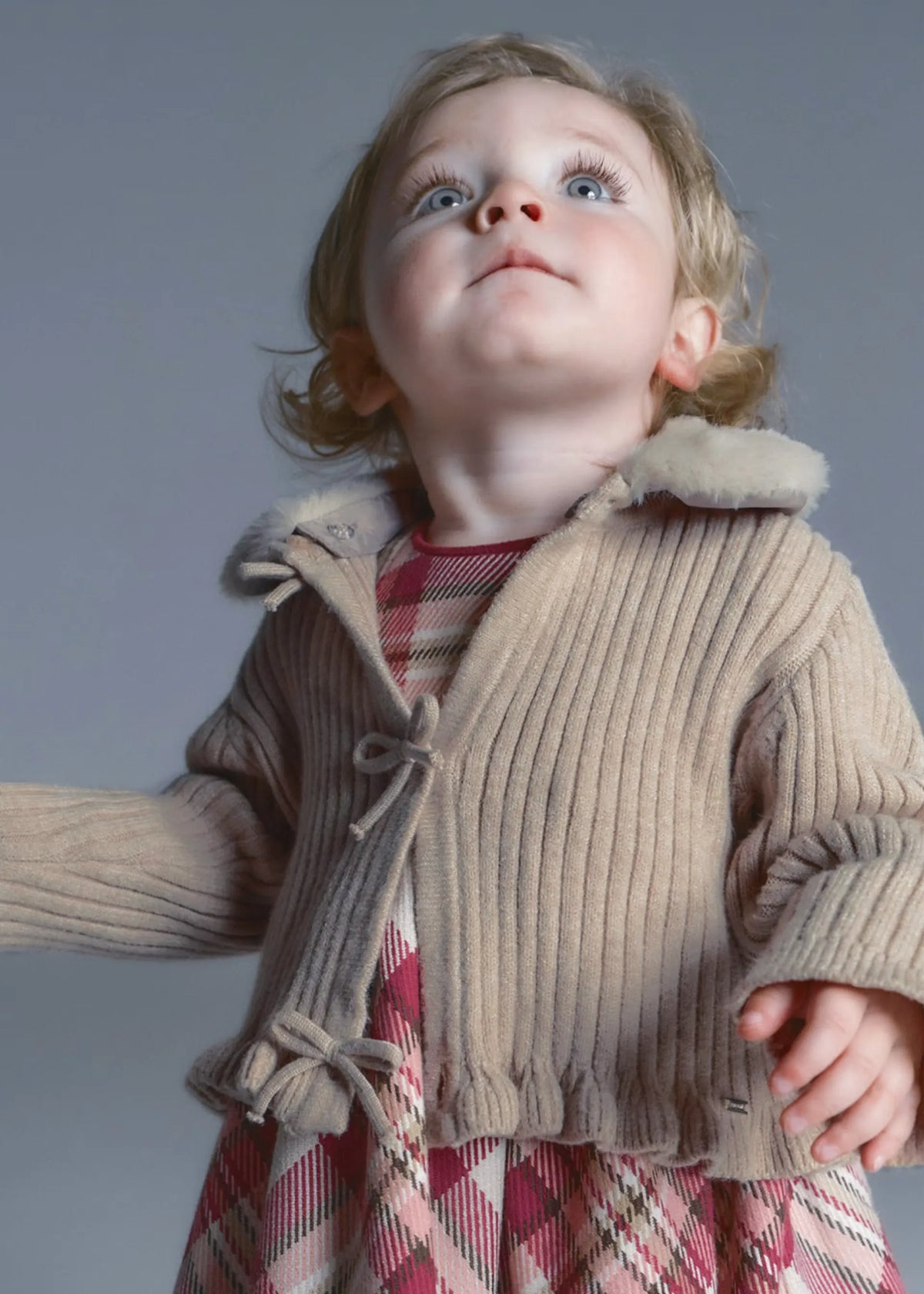 Saco Tejido Cuello Peluche Café Mayoral