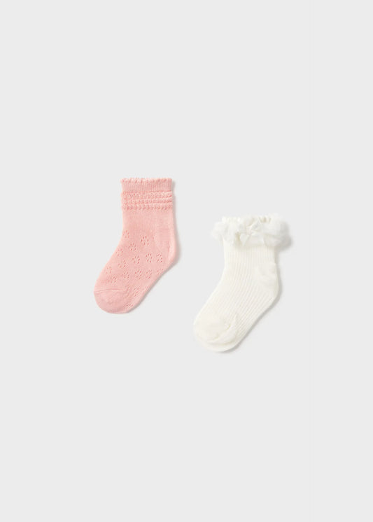 Set 2 Pares Medias Rosa Blanco Mayoral
